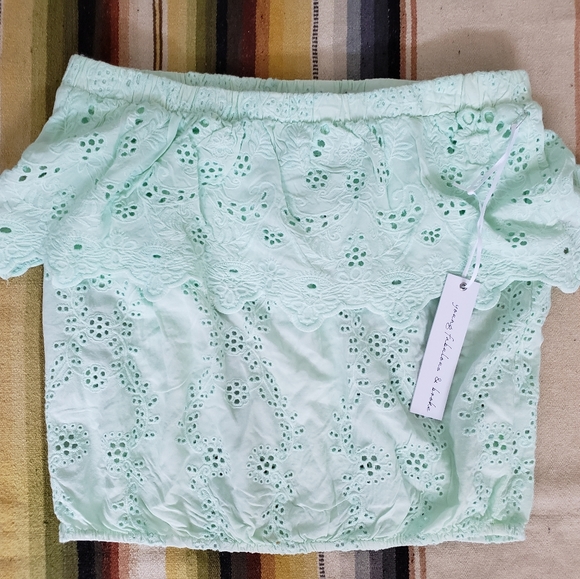 Young Fabulous & Broke Tops - young fabulous & broke eyelet ruffle tube crop S